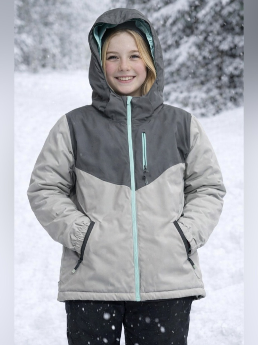 L.L. Bean 2-in-1 Fleece Insulated Ski Puffer Hooded Zip Heavy Jacket